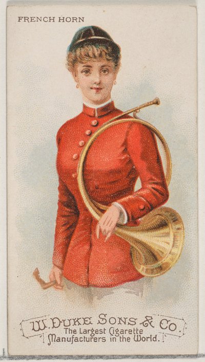 Horn, Musical Instruments -sarjasta N82 Duke-tuotemerkin savukkeille, 1888, 1888. tekijältä Schumacher and Ettlinger