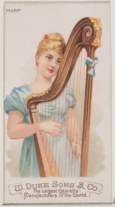Harppu, Musical Instruments -sarjasta N82 Duke-tuotemerkin savukkeille, 1888, 1888. tekijältä Schumacher and Ettlinger