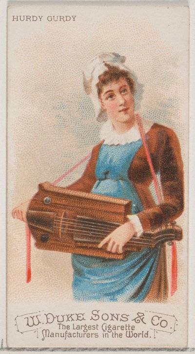 Hurdy Gurdy, Musical Instruments -sarjasta N82 Duke-tuotemerkin savukkeille, 1888, 1888. tekijältä Schumacher and Ettlinger