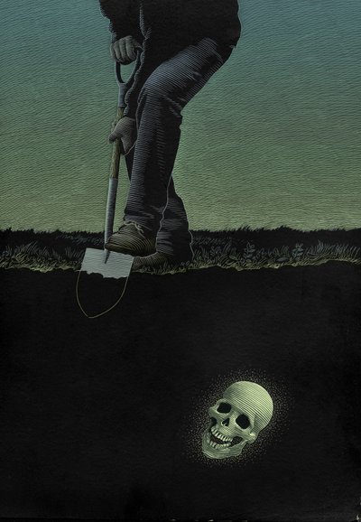 A Skull in Connemara, 2001 (raaputusalusta, väritetty digitaalisesti) tekijältä Scott McKowen