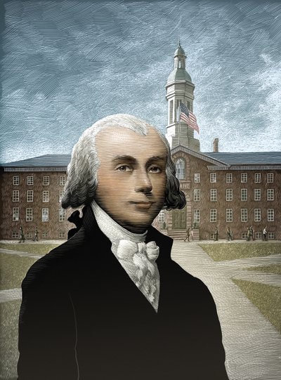 James Madison, 2008 (raaputusalusta, väritetty digitaalisesti) tekijältä Scott McKowen