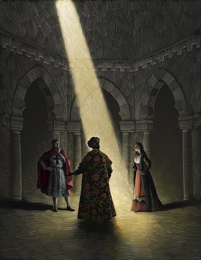 Nathan the Wise, 2008 (raaputusalusta, väritetty digitaalisesti). tekijältä Scott McKowen