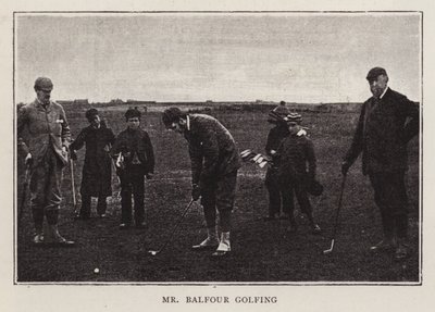 Brittikonservatiivipoliitikko Arthur Balfour pelaa golfia (m/v kuva) tekijältä Scottish Photographer