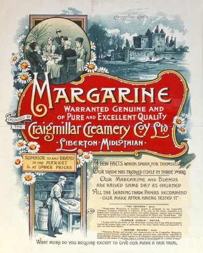 Craigmillar Creameryn valmistaman margariinin mainos tekijältä Scottish School
