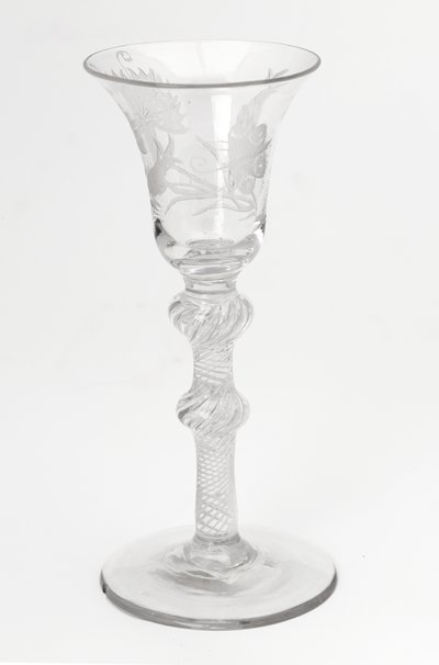 Kaiverrettu Jacobite airtwist juomalasi, n. 1760 (lasi) tekijältä Scottish School