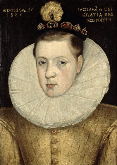 Muotokuva James VI:stä Skotlannista, myöhemmin James I:stä Englannista (1566-1625) 1586 tekijältä Scottish School
