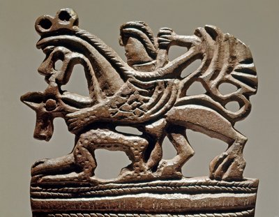 Scythian taide (Scythian tai Scythian sivilisaatio): Apollo griffinillä - 4. vuosisadalla eKr. - Pronssitankkikoristeet - Eremitaaši, Pietari tekijältä Scythian