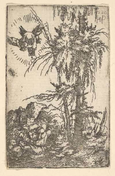 Joachim vastaanottamassa lupauksen Neitsyen syntymästä, 1520. tekijältä Sebald Beham