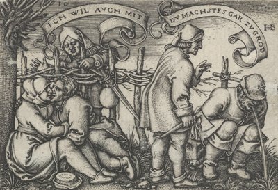 Talonpojat aidan takana, talonpoikien juhlasta tai kaksitoista kuukautta, 1546-47. tekijältä Sebald Beham