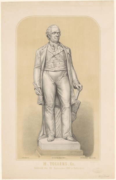 Hendrik Tollensin patsas H. Tollenz, Cz, ilmestynyt 24. syyskuuta 1860 Rotterdamissa (otsikko esineessä) tekijältä Sebastiaan Theodorus Voorn Boers