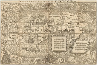 Sebastian Munsterin laatima maailmankartta vuodelta 1537. tekijältä Sebastian Munster