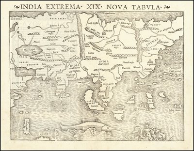 Sebastian Münsterin Aasian kartta vuodelta 1542 tekijältä Sebastian Munster
