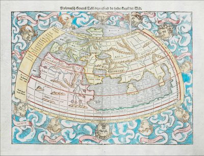 Sebastian Münsterin laatima Ptolemaioksen maailmankartta vuodelta 1550. tekijältä Sebastian Munster