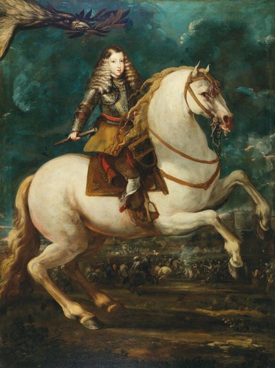 Espanjalaisen Kaarle II:n ratsastusmuotokuva, 1660-luku. tekijältä Sebastian de Herrera Barnuevo