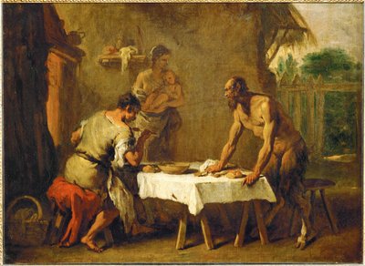 Le satyr et le paysan - Satyyri ja maanviljelijä, aisopialainen satu ... tekijältä Sebastiano (attr. to) Ricci