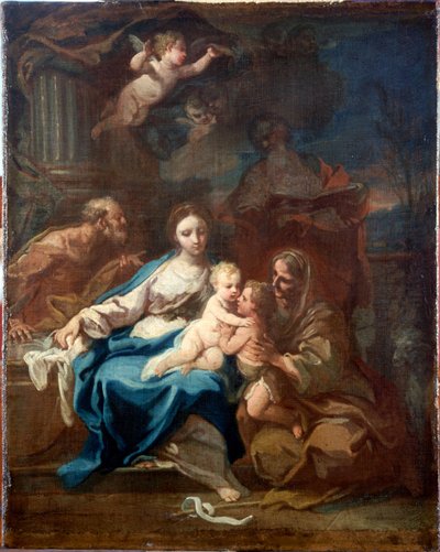 Heilige Familie mit St. Anna, dem Täufer und Zacharias tekijältä Sebastiano Conca