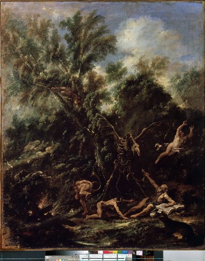 Pyhän Antoniuksen kiusaus (Pyhän Anthonyn kiusaus). Sebastiano Riccin (1659-1734) maalaus tekijältä Sebastiano Ricci