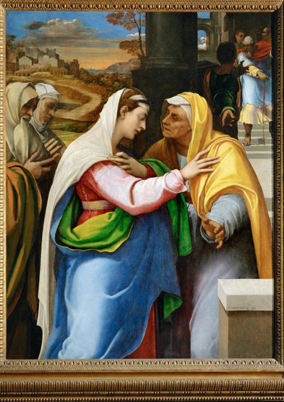 La visitation - vierailu, Neitsyt Maria vierailee Pyhän Elisabethin luona ... tekijältä Sebastiano del (c.1485 1547) Piombo
