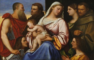 Madonna ja lapsi pyhien ja lahjoittajien kanssa. tekijältä Sebastiano del Piombo