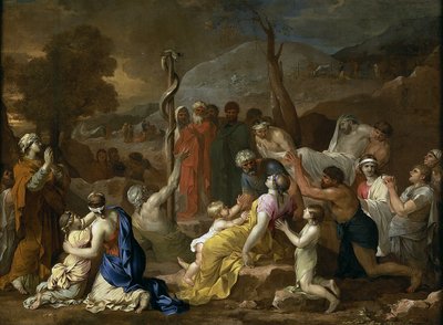 Sebastien Bourdonin (1616-1671) maalaus "The Brazen Serpent" 1653-1654 Madrid Prado Museum tekijältä Sébastien Bourdon