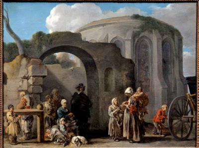 Les beggars Sebastien Bourdonin (1616-1671) maalaus 1600-luvun su. 0,49x0,65 m tekijältä Sébastien Bourdon