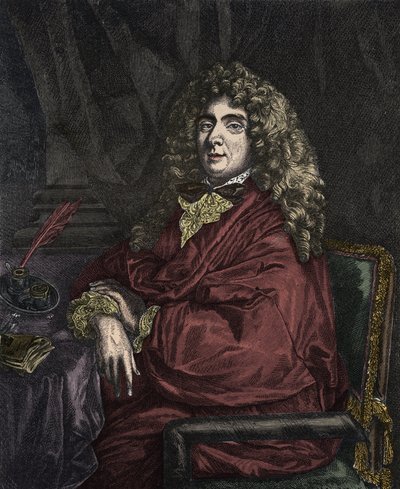 Muotokuva Jean-Baptiste Poquelinista dit Molieresta (Jean Baptiste Poquelin tekijältä Sébastien Bourdon