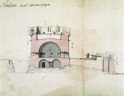 Toulonin linnoitus Vaubanin toimesta 3.6.1692 tekijältä Sebastien Le Prestre de Vauban