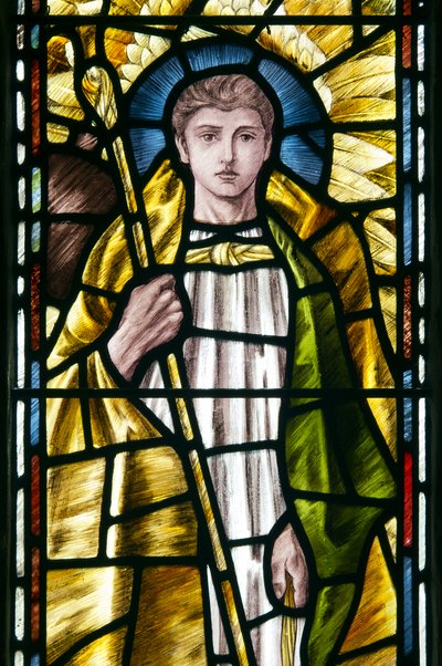 Mortehoe, St Mary, Heaton Butler at Bayne, Selwyn Image, detalye ng Archangel St Raphael, c.1890finn tekijältä Selwyn Image Selwyn Image
