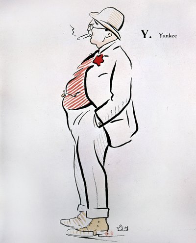 Amerikkalainen sarjakuva "" Alphabet of Sem"" (1863 - 1934), Y as Yankee, n.d., 1900-luku. tekijältä Sem