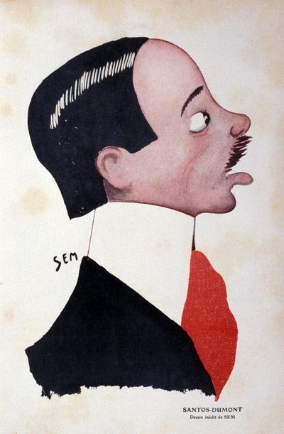 Alberto Santos-Dumontin (1873 - 1932), brasilialaisen insinöörin ja ilmailun tutkija Semin (1863 - 1934) muotokuva. tekijältä Sem