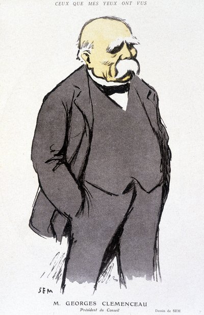 Muotokuva Georges Clémenceau - dess. kirjoittanut Sem (1863 - 1934), teoksessa "Fantasio" tai 1.2.1918, no. 265 tekijältä Sem