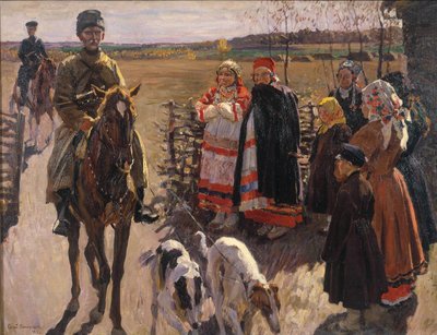 Metsästäjät Borzoisin kanssa, 1913 tekijältä Sergei Arsenevich Vinogradov