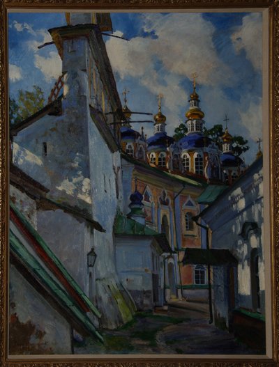Näkymä Pskovo-Petšerskin luostarista, 1928 tekijältä Sergei Arsenevich Vinogradov