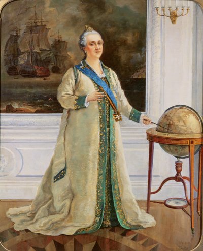 Keisarinna Katariina II (1729-1796) laivaston täyspuvussa tekijältä Sergei Varlenovich Pen