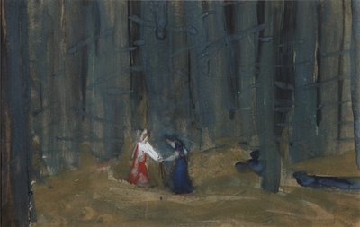 Kuvitus tarinaan kuolleesta prinsessasta ja seitsemästä ritarista tekijältä Sergei Vasilievich Malyutin