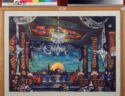 Valmisteleva sisustus Jacques Offenbachin oopperaan "Les contes d