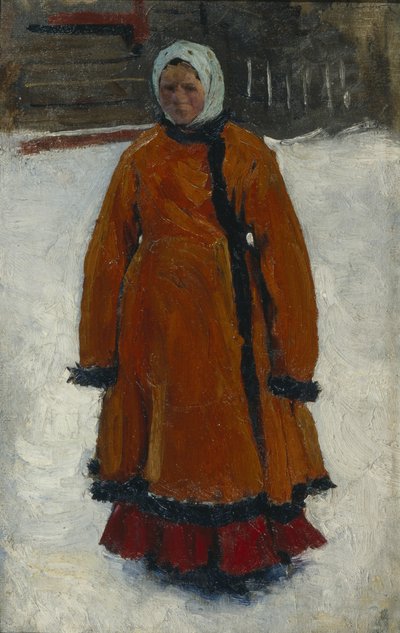 Tyttö punaisessa turkissa, 1903-1906 tekijältä Sergej Vasilevic Ivanov