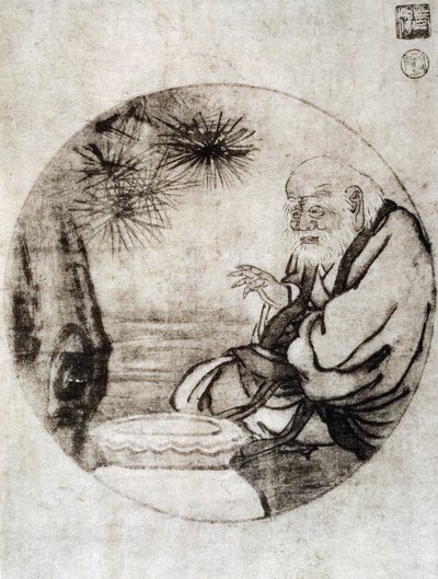 Lao-Tzun muotokuva, kiinalainen filosofi 6. vuosisadalta eKr., piirustus Sesshu Toyo (1420-1506), japanilainen sivilisaatio, Muromachi-kausi tekijältä Sesshû Tôyô