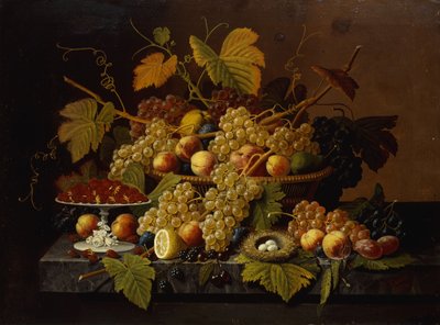 Asetelma hedelmien kanssa, 1854 tekijältä Severin Roesen