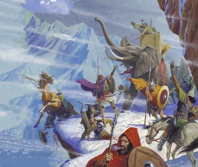 Hannibal (247-183 eKr.) ylittää Alpit (guassi paperille). tekijältä Severino Baraldi