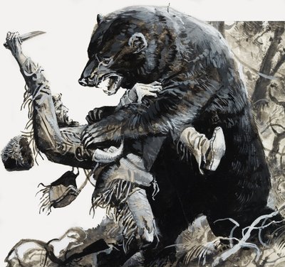 Hugh Glass joutuu karhun raatelemaksi tekijältä Severino Baraldi