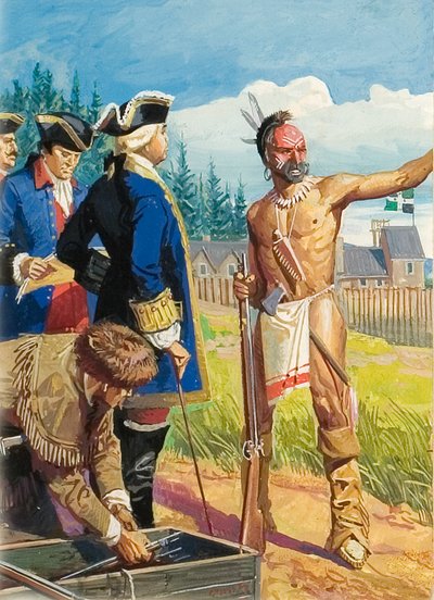 Louis Montcalm keskusteluissa Amerikan intiaanien kanssa tekijältä Severino Baraldi