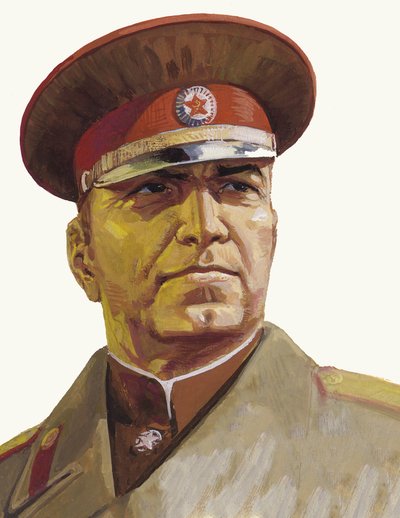 Venäläinen kenraali Georgi Zhukov (guassi paperille) tekijältä Severino Baraldi