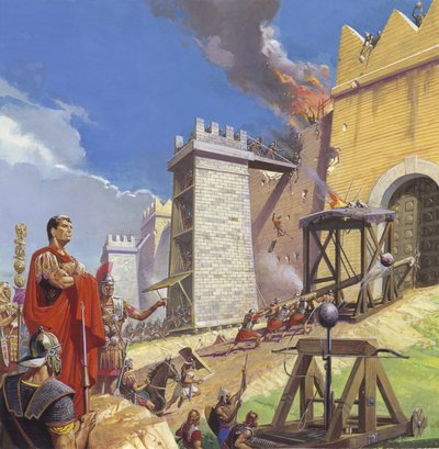Scipio Aemilianus johtaa hyökkäystä Karthagoa vastaan. tekijältä Severino Baraldi