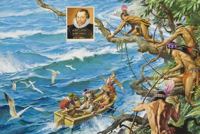 Sir Francis Drake (n.1540-96) (guassi paperille) tekijältä Severino Baraldi