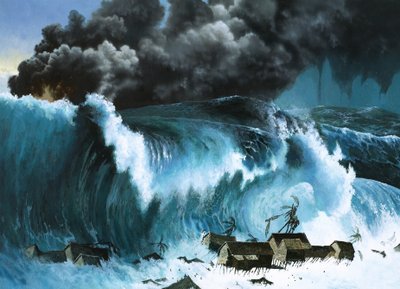 Krakatoa-purkauksen jälkeinen tsunami tekijältä Severino Baraldi