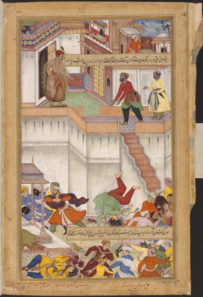 1. Akbar-nama, Adham Khan kukistetaan kuoliaaksi. tekijältä Shankar Miskin