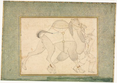 Kameli ja sulhanen, yhden sivun kuvitus, c. 1545-1576. tekijältä Shaykh Muhammad