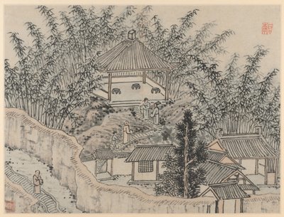 Kaksitoista näkymää Tiger Hillille, Suzhou: Bamboo Pavilion, Tiger Hill tekijältä Shen Zhou