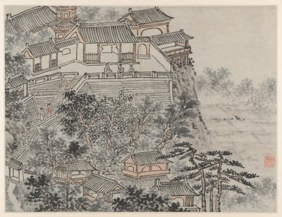 Kaksitoista näkymää Tiger Hillille, Suzhou: The Five Sages Terrace tekijältä Shen Zhou
